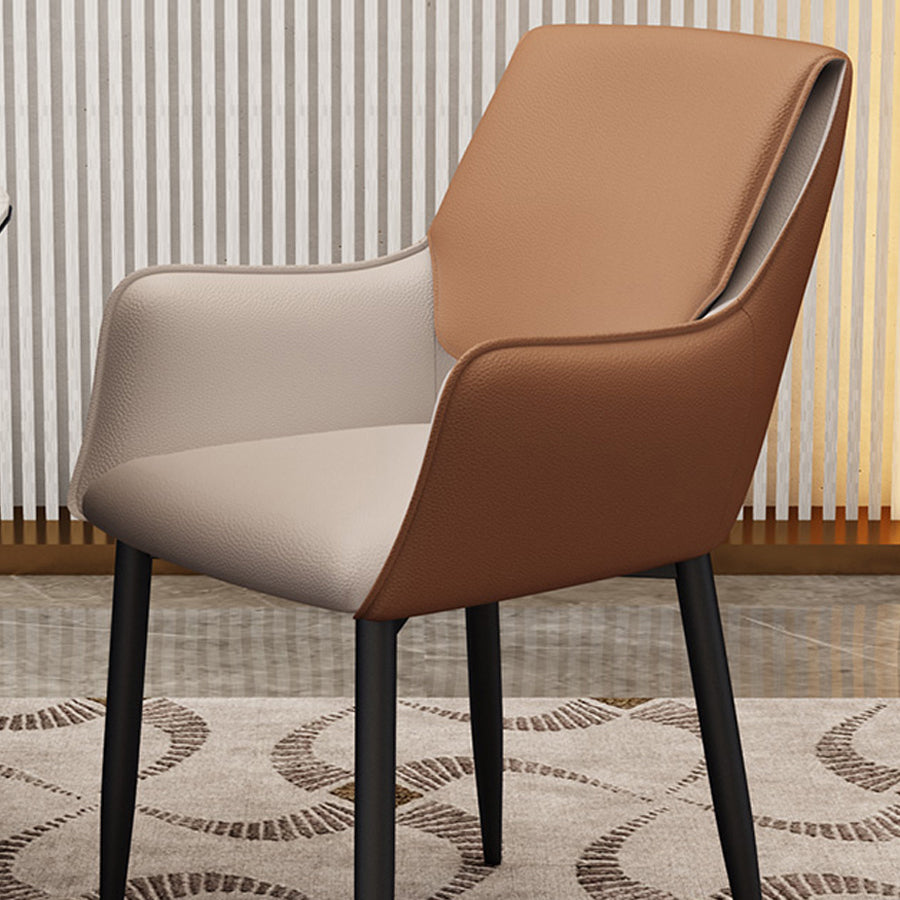 Silla de comedor tapizada con respaldo sólido de metal con brazo para el hogar escandinavo