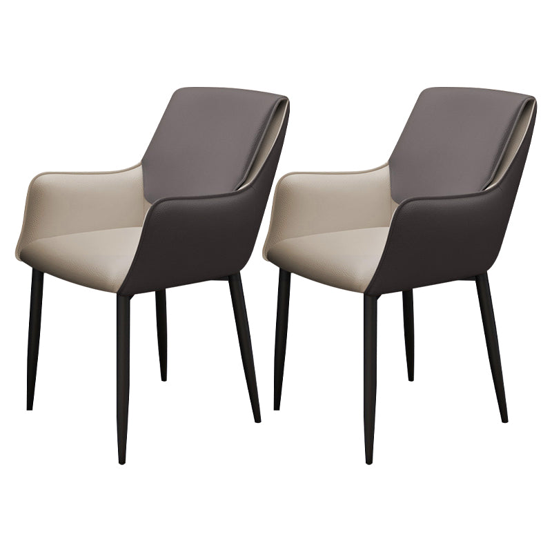 Silla de comedor tapizada con respaldo sólido de metal con brazo para el hogar escandinavo