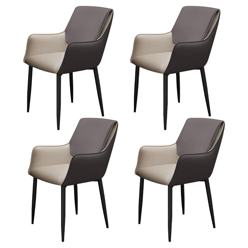 Silla de comedor tapizada con respaldo sólido de metal con brazo para el hogar escandinavo
