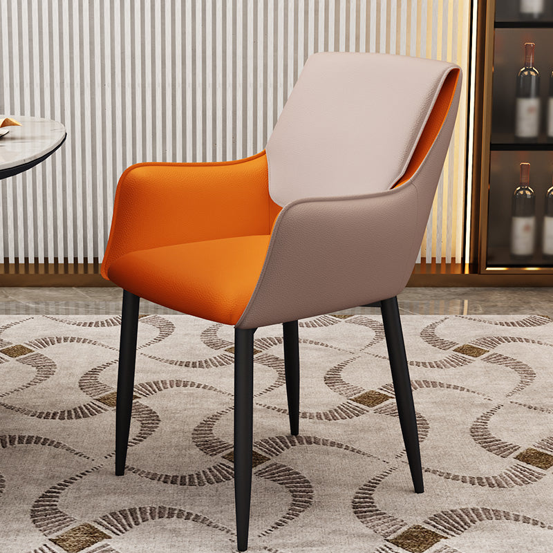 Silla de comedor tapizada con respaldo sólido de metal con brazo para el hogar escandinavo