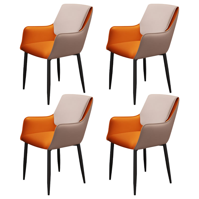 Silla de comedor tapizada con respaldo sólido de metal con brazo para el hogar escandinavo