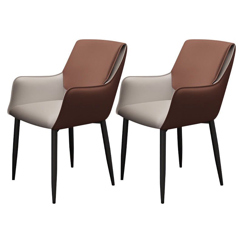 Silla de comedor tapizada con respaldo sólido de metal con brazo para el hogar escandinavo
