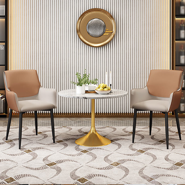 Silla de comedor tapizada con respaldo sólido de metal con brazo para el hogar escandinavo