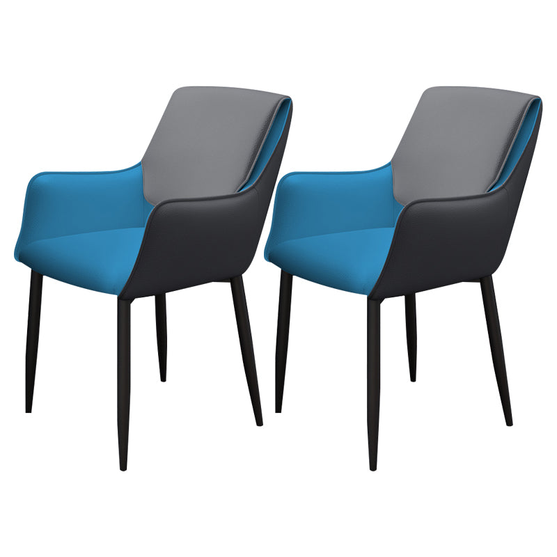 Silla de comedor tapizada con respaldo sólido de metal con brazo para el hogar escandinavo