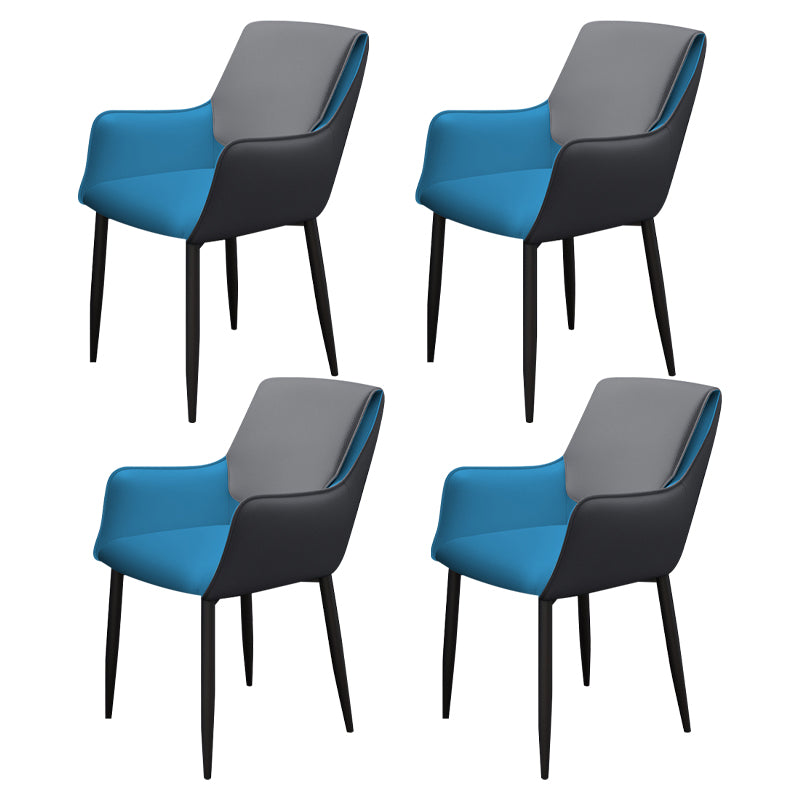 Silla de comedor tapizada con respaldo sólido de metal con brazo para el hogar escandinavo