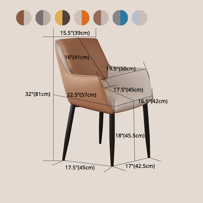 Silla de comedor tapizada con respaldo sólido de metal con brazo para el hogar escandinavo