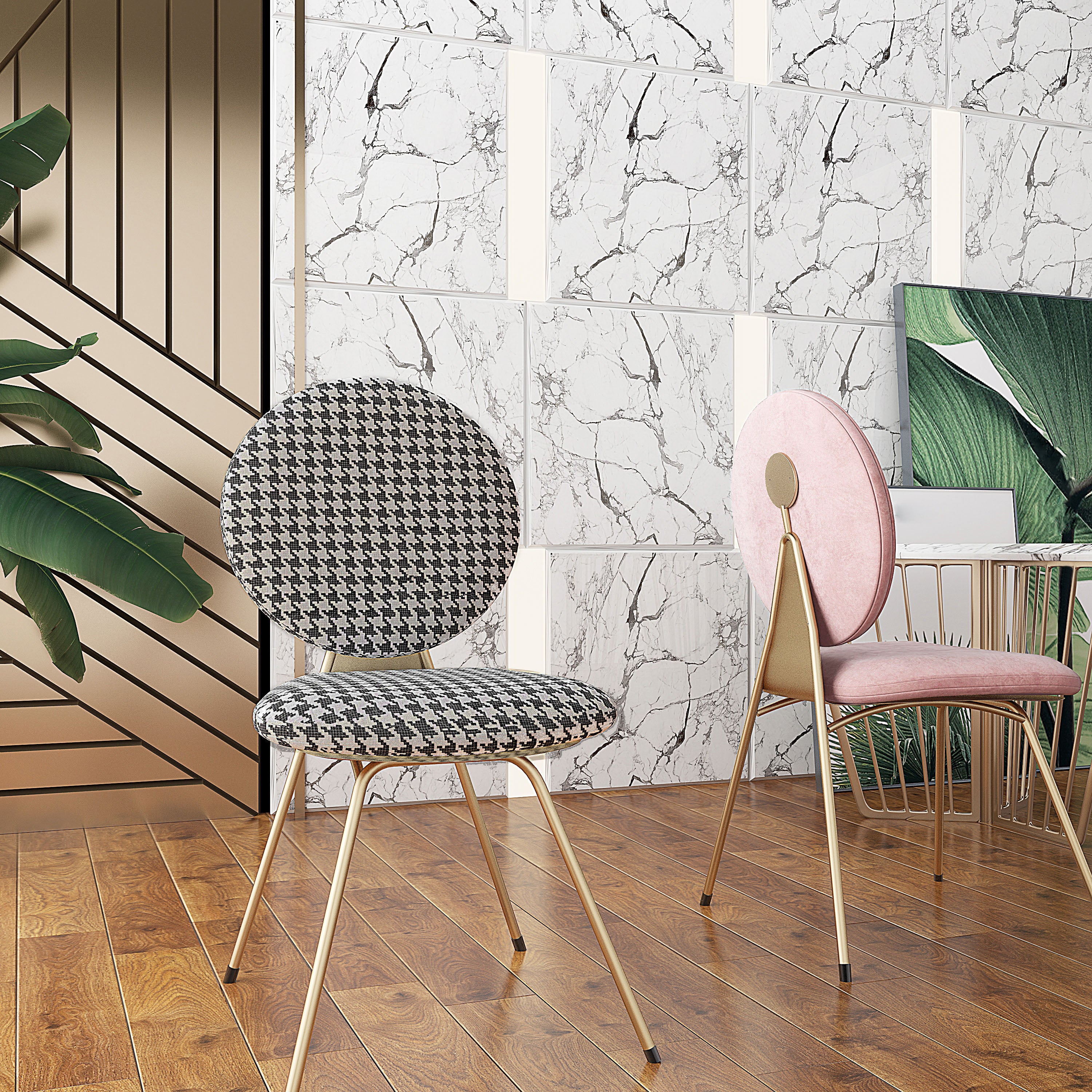 Sillas de comedor de metal de estilo nórdico, silla sin brazos con parte trasera abierta para uso doméstico