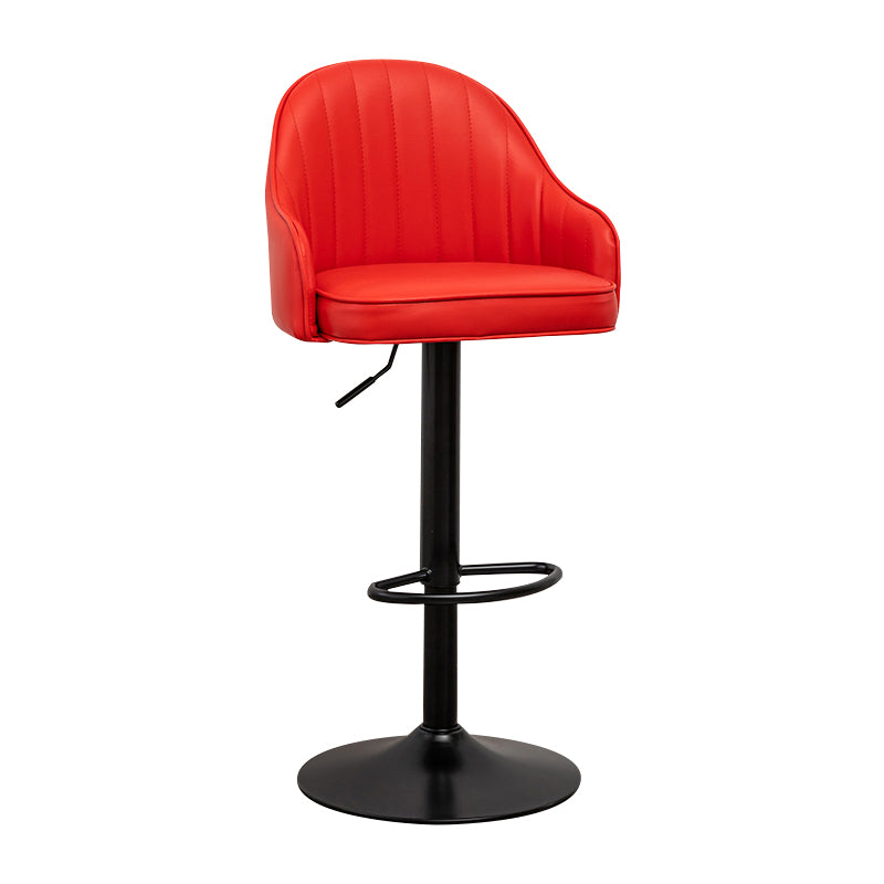 Taburete de bar contemporáneo de altura ajustable, reposapiés, taburete de mostrador con respaldo bajo de cuero