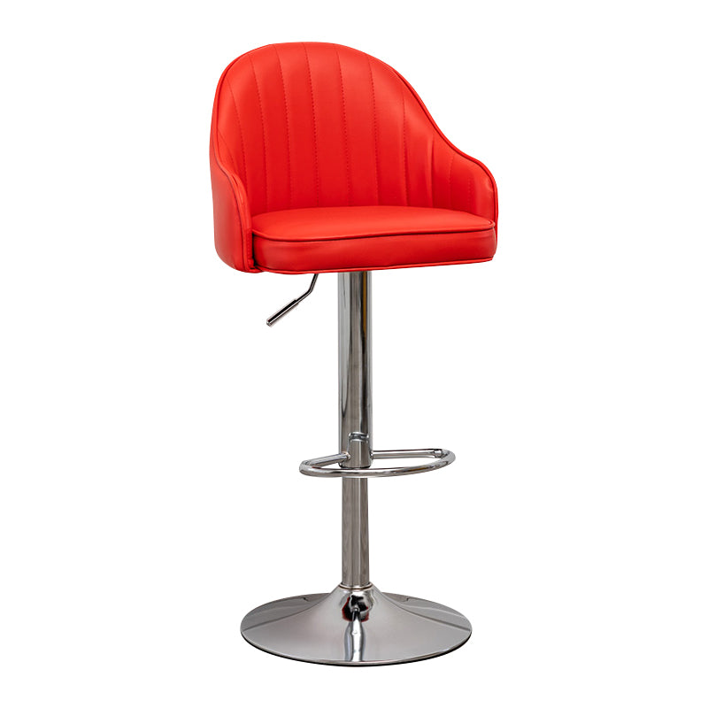 Taburete de bar contemporáneo de altura ajustable, reposapiés, taburete de mostrador con respaldo bajo de cuero
