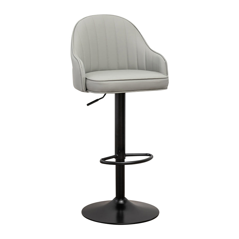 Taburete de bar contemporáneo de altura ajustable, reposapiés, taburete de mostrador con respaldo bajo de cuero