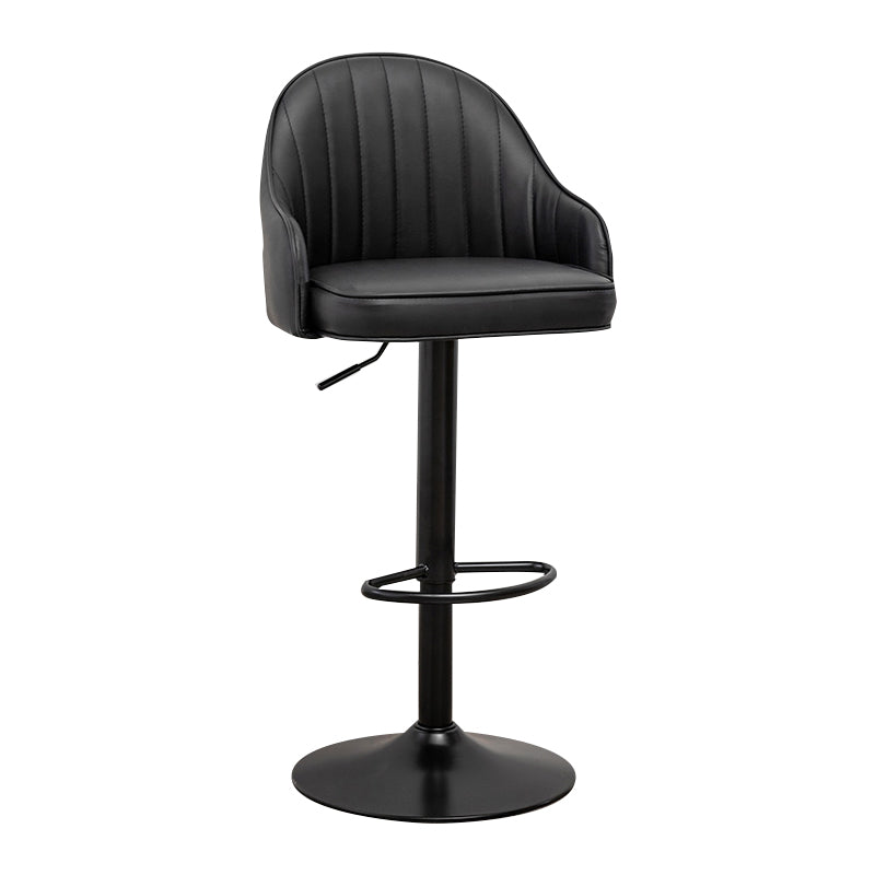Taburete de bar contemporáneo de altura ajustable, reposapiés, taburete de mostrador con respaldo bajo de cuero
