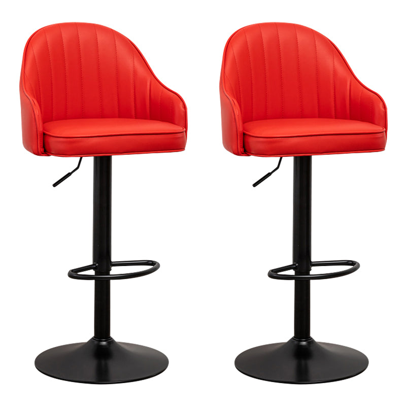 Taburete de bar contemporáneo de altura ajustable, reposapiés, taburete de mostrador con respaldo bajo de cuero