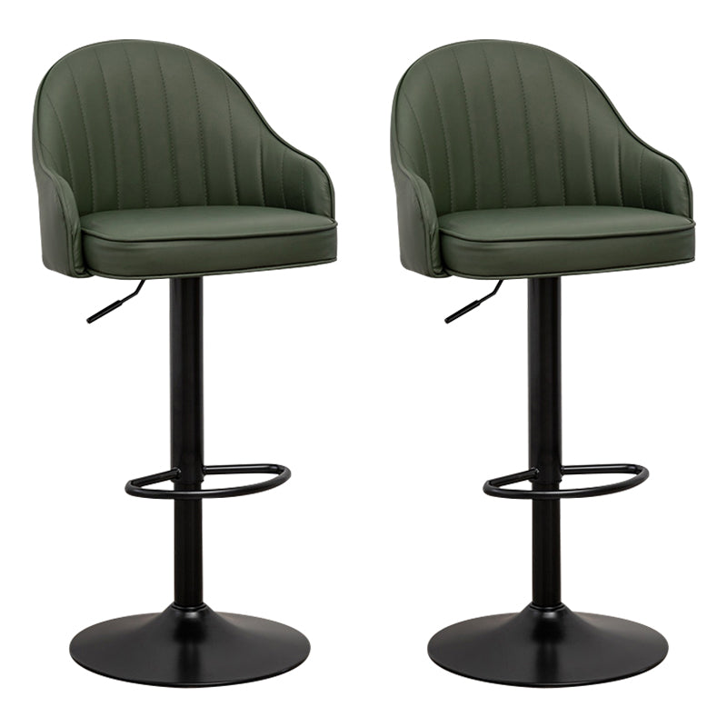 Taburete de bar contemporáneo de altura ajustable, reposapiés, taburete de mostrador con respaldo bajo de cuero