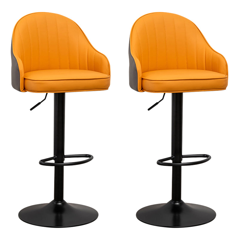 Taburete de bar contemporáneo de altura ajustable, reposapiés, taburete de mostrador con respaldo bajo de cuero