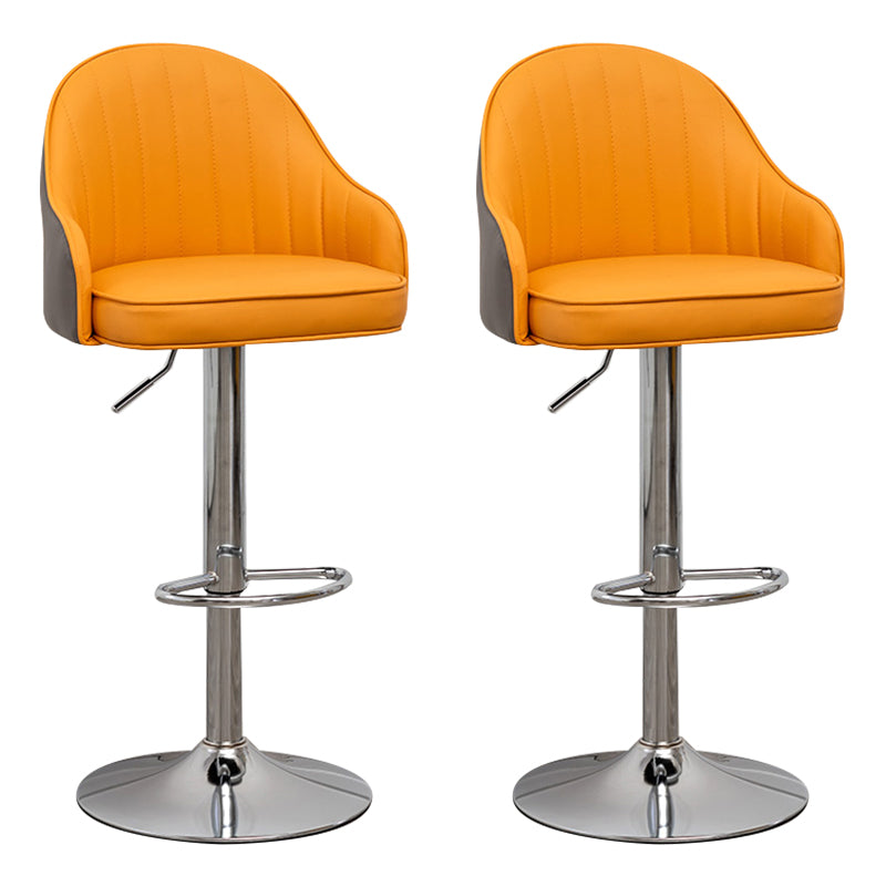 Taburete de bar contemporáneo de altura ajustable, reposapiés, taburete de mostrador con respaldo bajo de cuero