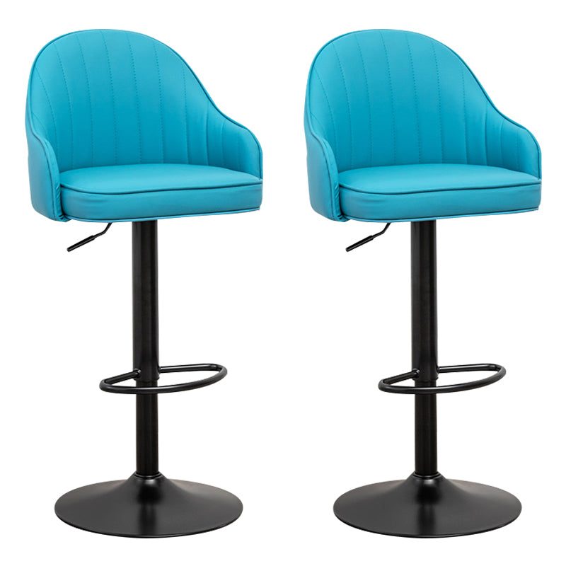 Taburete de bar contemporáneo de altura ajustable, reposapiés, taburete de mostrador con respaldo bajo de cuero
