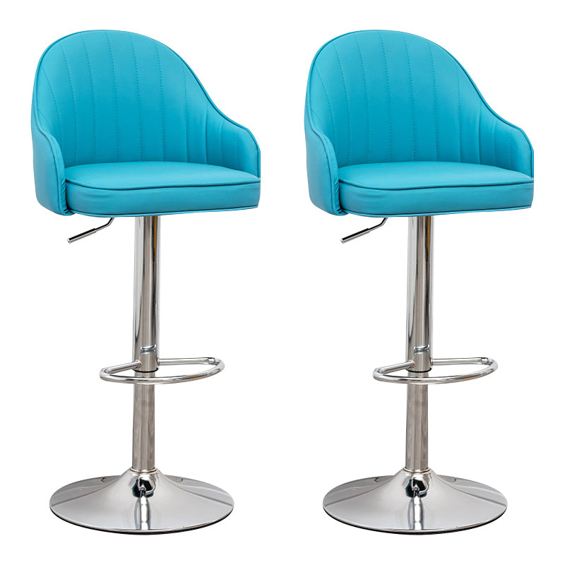 Taburete de bar contemporáneo de altura ajustable, reposapiés, taburete de mostrador con respaldo bajo de cuero