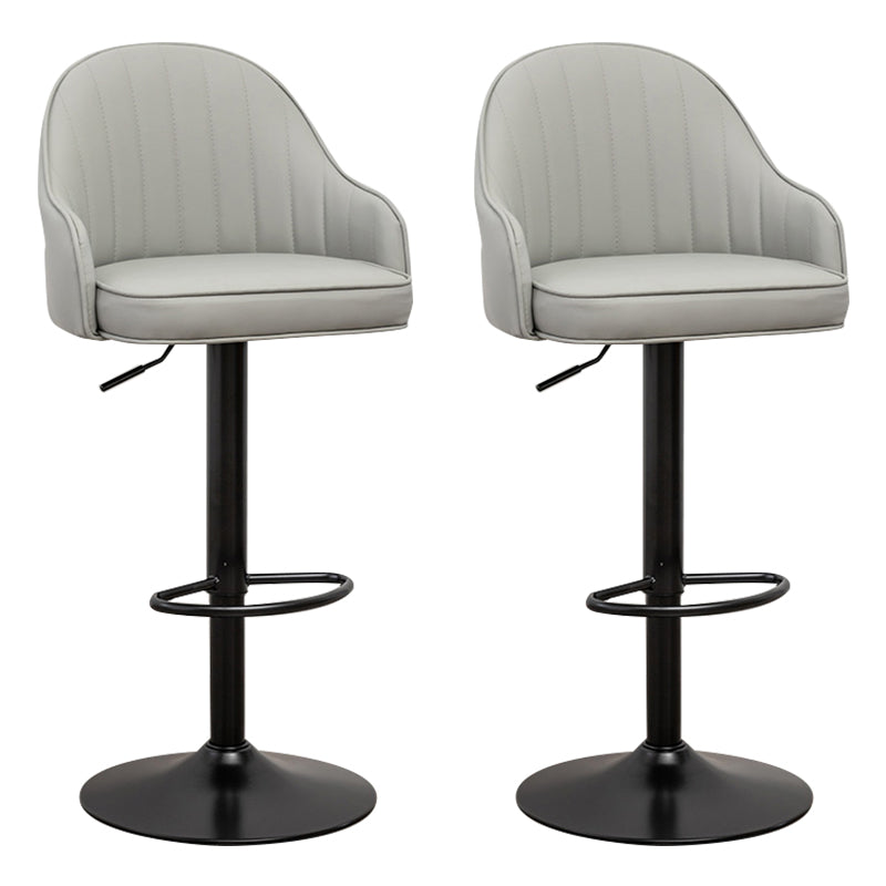 Taburete de bar contemporáneo de altura ajustable, reposapiés, taburete de mostrador con respaldo bajo de cuero