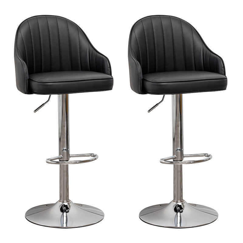 Taburete de bar contemporáneo de altura ajustable, reposapiés, taburete de mostrador con respaldo bajo de cuero