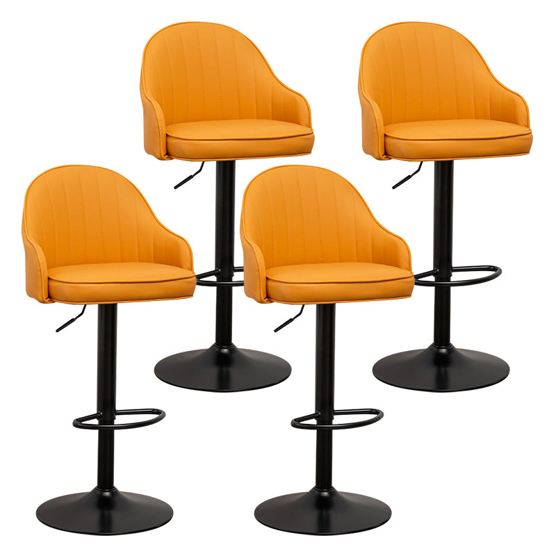 Taburete de bar contemporáneo de altura ajustable, reposapiés, taburete de mostrador con respaldo bajo de cuero