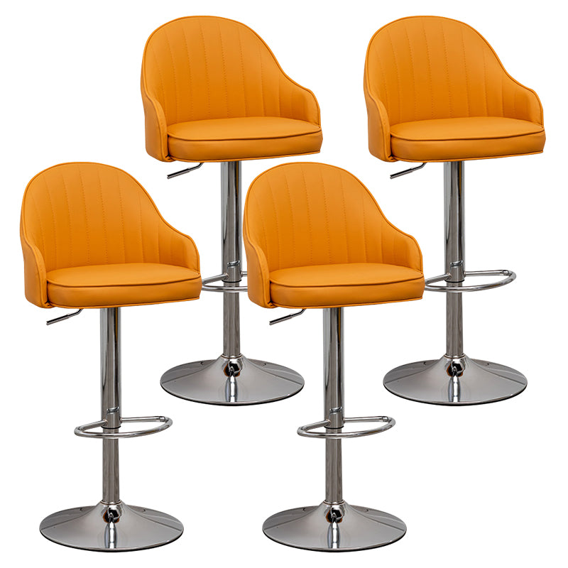 Taburete de bar contemporáneo de altura ajustable, reposapiés, taburete de mostrador con respaldo bajo de cuero