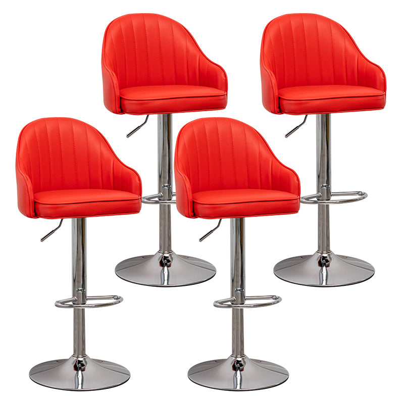 Taburete de bar contemporáneo de altura ajustable, reposapiés, taburete de mostrador con respaldo bajo de cuero
