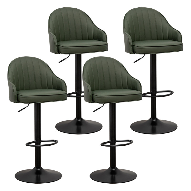 Taburete de bar contemporáneo de altura ajustable, reposapiés, taburete de mostrador con respaldo bajo de cuero