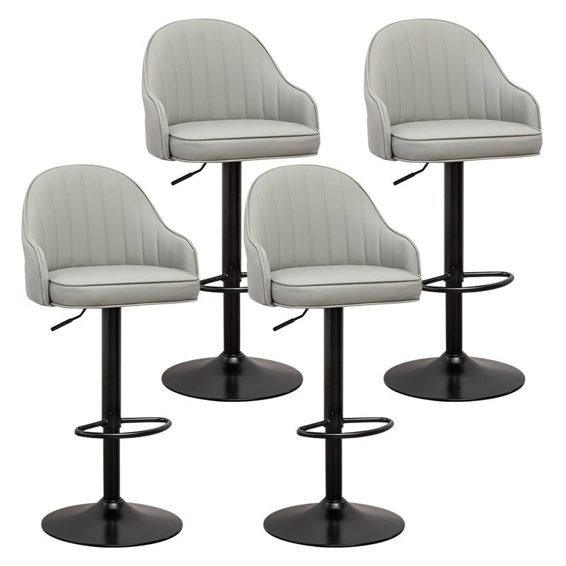 Taburete de bar contemporáneo de altura ajustable, reposapiés, taburete de mostrador con respaldo bajo de cuero