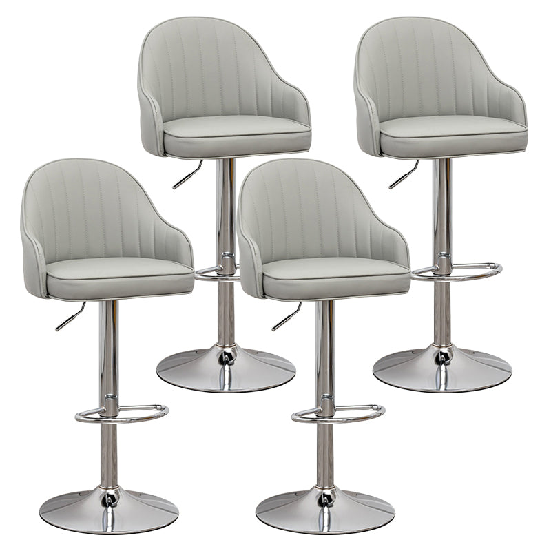 Taburete de bar contemporáneo de altura ajustable, reposapiés, taburete de mostrador con respaldo bajo de cuero