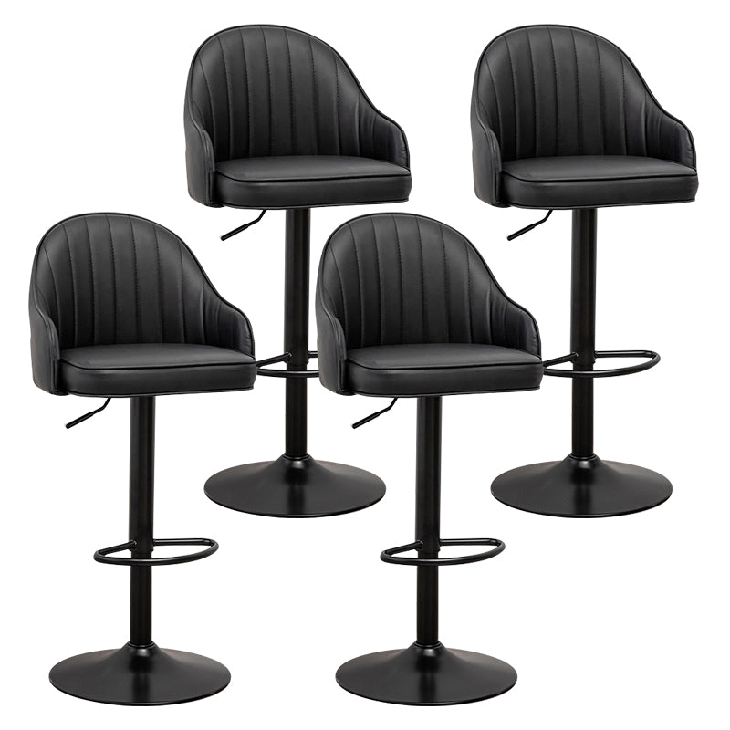 Taburete de bar contemporáneo de altura ajustable, reposapiés, taburete de mostrador con respaldo bajo de cuero