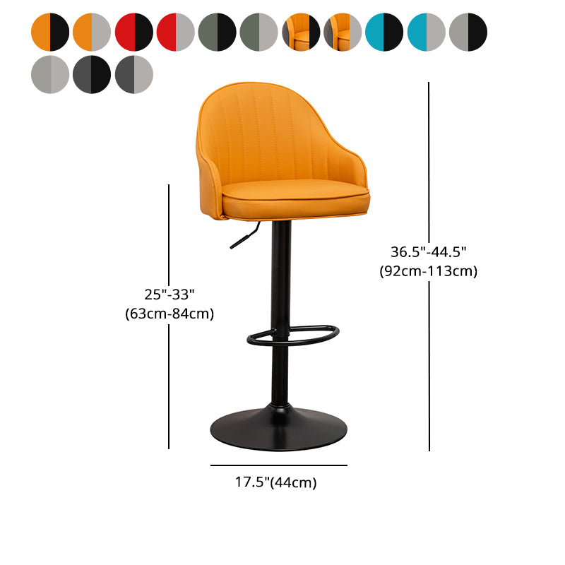 Taburete de bar contemporáneo de altura ajustable, reposapiés, taburete de mostrador con respaldo bajo de cuero