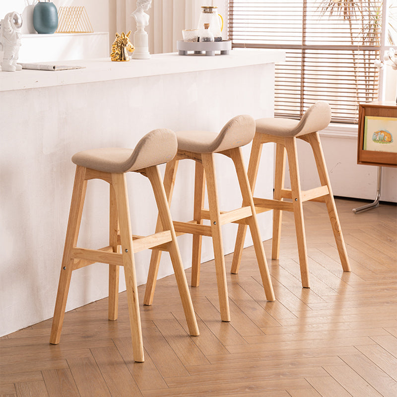 Taburete de bar interior contemporáneo de 29 pulgadas, taburete trasero sin brazos de madera con reposapiés