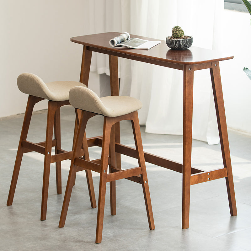 Taburete de bar interior contemporáneo de 29 pulgadas, taburete trasero sin brazos de madera con reposapiés