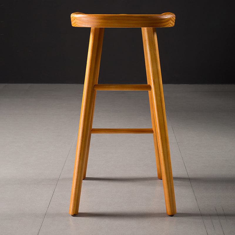 Taburete de bar moderno con asiento de silla de montar, reposapiés sin respaldo de pino, taburete con patas de madera