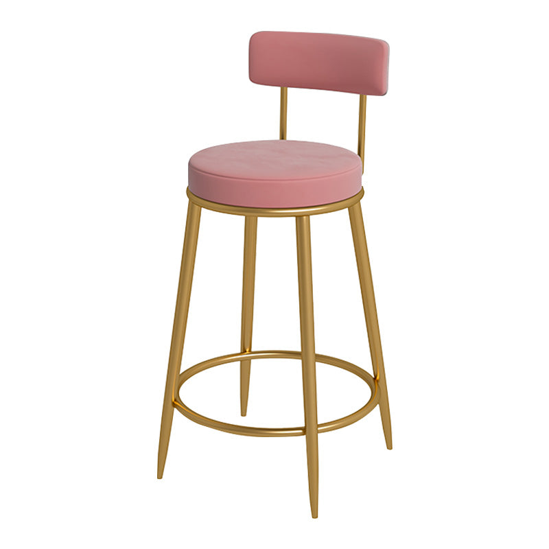 Glam Metal Upholstered Bar Stool Bristol Barstool with Iron Legs and Low Cushion Back