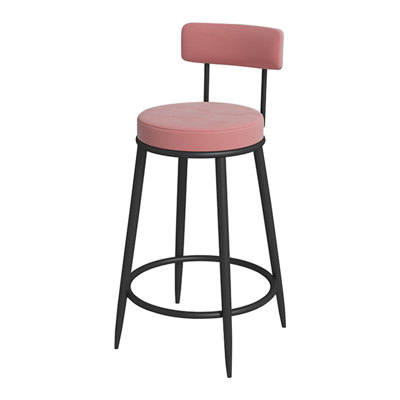 Glam Metal Upholstered Bar Stool Bristol Barstool with Iron Legs and Low Cushion Back