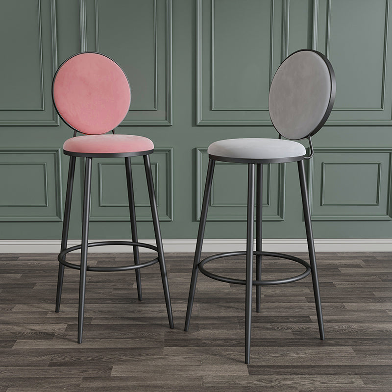 Glam Metal Upholstered Bar Stool Bristol Barstool with Iron Legs and Low Cushion Back
