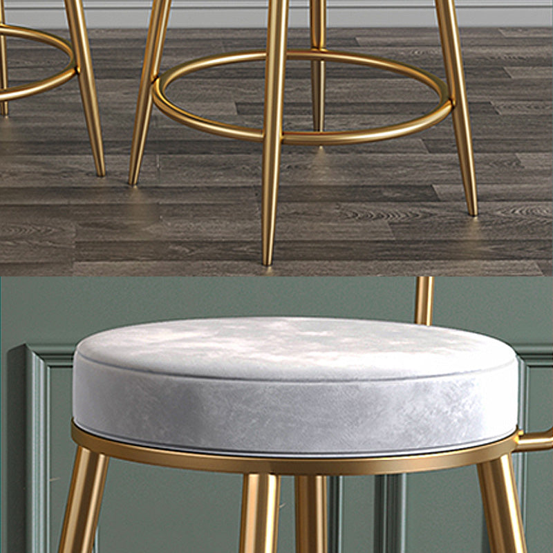 Glam Metal Upholstered Bar Stool Bristol Barstool with Iron Legs and Low Cushion Back