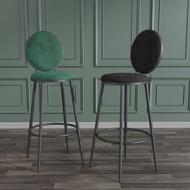 Glam Metal Upholstered Bar Stool Bristol Barstool with Iron Legs and Low Cushion Back