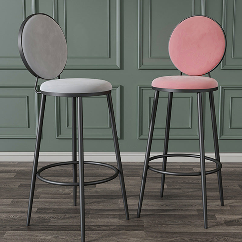 Glam Metal Upholstered Bar Stool Bristol Barstool with Iron Legs and Low Cushion Back