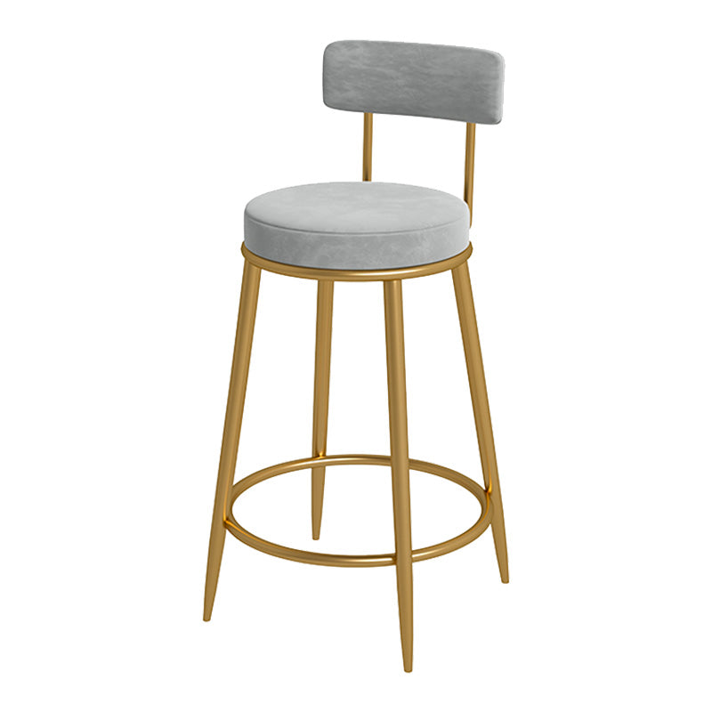 Glam Metal Upholstered Bar Stool Bristol Barstool with Iron Legs and Low Cushion Back