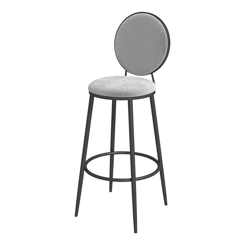 Glam Metal Upholstered Bar Stool Bristol Barstool with Iron Legs and Low Cushion Back