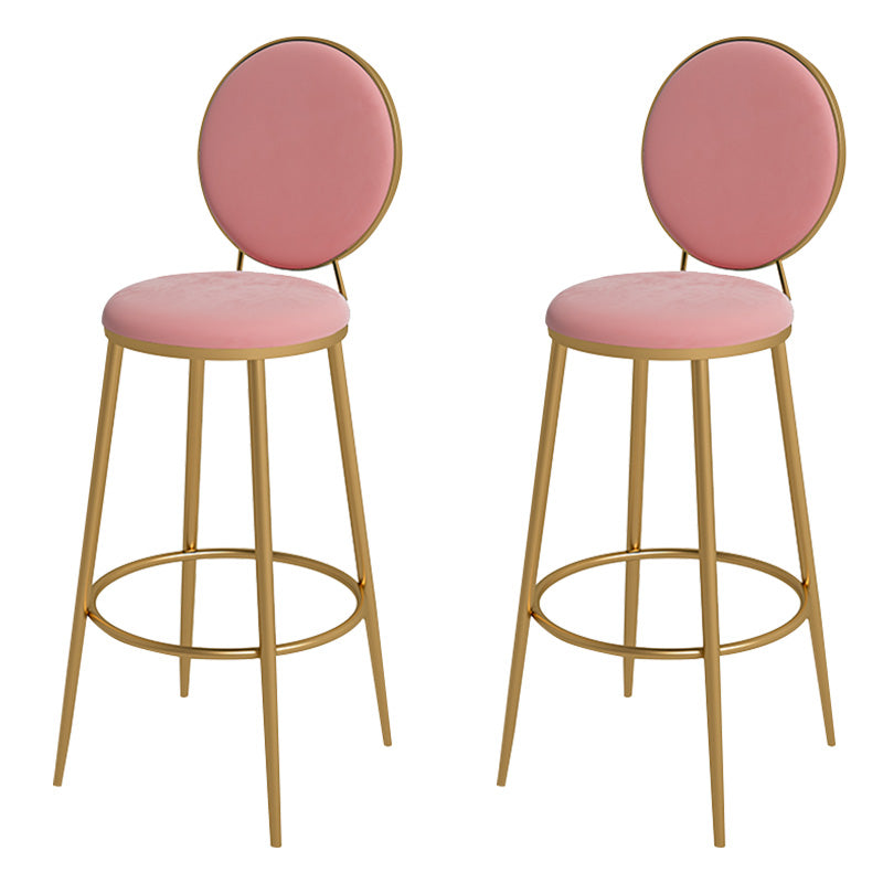 Glam Metal Upholstered Bar Stool Bristol Barstool with Iron Legs and Low Cushion Back