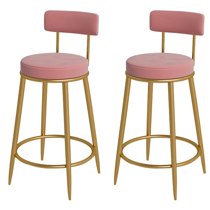 Glam Metal Upholstered Bar Stool Bristol Barstool with Iron Legs and Low Cushion Back