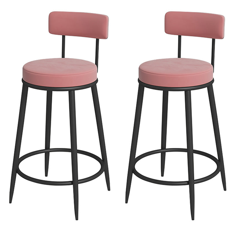 Glam Metal Upholstered Bar Stool Bristol Barstool with Iron Legs and Low Cushion Back