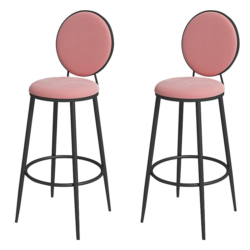 Glam Metal Upholstered Bar Stool Bristol Barstool with Iron Legs and Low Cushion Back