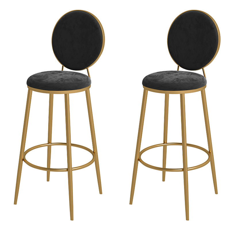 Glam Metal Upholstered Bar Stool Bristol Barstool with Iron Legs and Low Cushion Back