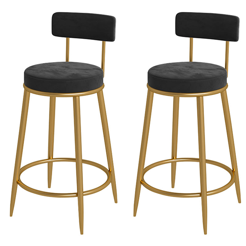 Glam Metal Upholstered Bar Stool Bristol Barstool with Iron Legs and Low Cushion Back