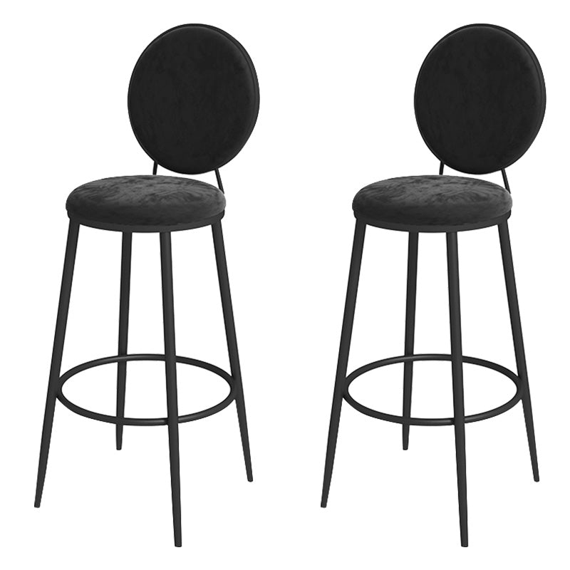 Glam Metal Upholstered Bar Stool Bristol Barstool with Iron Legs and Low Cushion Back