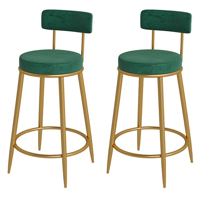 Glam Metal Upholstered Bar Stool Bristol Barstool with Iron Legs and Low Cushion Back